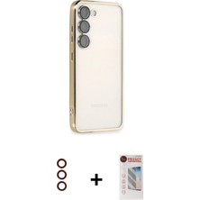 BUTİMAR'S Galaxy S23 Plus Vadi Minimal - Siyah Hayalet Edge Cam Ekran Koruyucu + Kırmızı Metal Kamera Lens