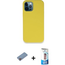 BUTİMAR'S iPhone 12 Pro Max Zirve Modern Özel Seri - Siyah 5d Eko Cam Ekran Koruyucu + Pembe Shine Kamera Lens Koruma Cam