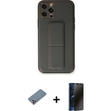 BUTİMAR'S iPhone 12 Pro Akış Doku - Siyah 3D Antistatik Hayalet Cam Ekran Koruyucu + Mor Metal Kamera Lens Koruma Cam