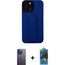 BUTİMAR'S iPhone 12 Pro Max Çekirdek Yansıma - Siyah 18D Cam Ekran Koruyucu + Mavi Neon Fosforlu Kamera Lens