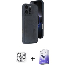 BUTİMAR'S iPhone 16 Pro Max Yörünge Işık Serisi - Siyah Bilvis 5in1 5d Magic Hayalet Cam Ekran Koruyucu + Gümüş Pers Alüminyum Kamera Lens