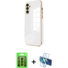 BUTİMAR'S Galaxy A25 5g Yankı Serisi - Siyah 3D Antistatik Seramik Nano Ekran Koruyucu + Siyah Raze Metal Kamera Lens