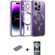 BUTİMAR'S iPhone 12 Pro Nova Işık Özel Seri - Siyah 34D Hayalet Izgaralı Cam + Pembe Renkli Kamera Lens Koruma Cam
