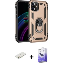 BUTİMAR'S iPhone 12 Ahenk Klasik Koleksiyonu - Siyah Bilvis 5in1 5d Magic Hayalet Cam Ekran Koruyucu + Turuncu Renkli Kamera Lens Koruma Cam