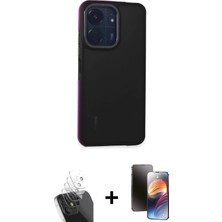BUTİMAR'S Redmi 13C Eksen Işık - Siyah 3D Antistatik Mat Seramik Nano Ekran Koruyucu + Şeffaf Kamera Lens Koruma Cam