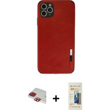 BUTİMAR'S iPhone 11 Pro Max Doruk Asil Koleksiyonu - Siyah 6d Mat Seramik Hayalet Nano Ekran Koruyucu + Kırmızı Pers Alüminyum Kamera Lens