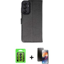 BUTİMAR'S Galaxy A15 4g Siluet Işık Serisi - Siyah 3D Antistatik Mat Seramik Nano Ekran Koruyucu + Siyah Raze Metal Kamera Lens