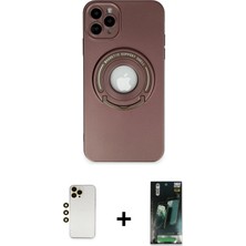 BUTİMAR'S iPhone 12 Pro Eksen Klasik Prime - Şeffaf 360 Full Body Arka Koruyucu + Gold Shine Kamera Lens