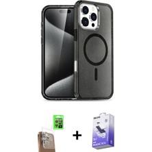 BUTİMAR'S iPhone 16 Pro Max Nova Asil Prime - Siyah Bilvis 5in1 5d Magic Hayalet Cam Ekran Koruyucu + Çöl Titanyum Raze Metal Kamera Lens