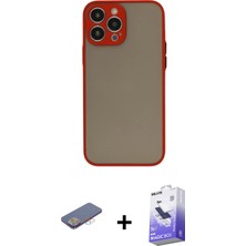 BUTİMAR'S iPhone 13 Pro Max Ahenk Çizgi Serisi - Siyah Bilvis 5in1 5d Magic Hayalet Cam Ekran Koruyucu + Pembe Renkli Kamera Lens Koruma Cam