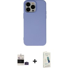 BUTİMAR'S iPhone 14 Pro Max Ahenk Serisi - Şeffaf Pasifik Cam Ekran Koruyucu + Derin Mor Bilvis Titan Kamera Lens