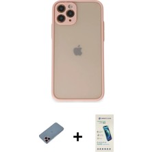 BUTİMAR'S iPhone 11 Pro Ahenk Çizgi Serisi - Şeffaf Pasifik Cam Ekran Koruyucu + Pembe Shine Kamera Lens Koruma Cam