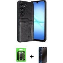 BUTİMAR'S Galaxy A17 5g Yörünge Işık Serisi - Siyah 3D Antistatik Hayalet Cam Ekran Koruyucu + Siyah Raze Metal Kamera Lens