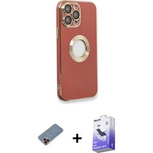 BUTİMAR'S iPhone 13 Pro Max Iz Form Serisi - Siyah Bilvis 5in1 5d Magic Hayalet Cam Ekran Koruyucu + Kırmızı Metal Kamera Lens Koruma Cam