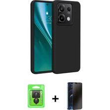 BUTİMAR'S Redmi Note 13 Pro 4g Kozmos Yansıma Özel Seri - Siyah 3D Antistatik Hayalet Cam Ekran Koruyucu + Siyah Raze Metal Kamera Lens