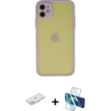 BUTİMAR'S iPhone 11 Ahenk Çizgi Serisi - Siyah 3D Antistatik Cam Ekran Koruyucu + Turuncu Renkli Kamera Lens Koruma Cam