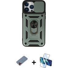 BUTİMAR'S iPhone 13 Pro Ahenk Klasik - Siyah 3D Antistatik Seramik Nano Ekran Koruyucu + Kırmızı Metal Kamera Lens Koruma Cam