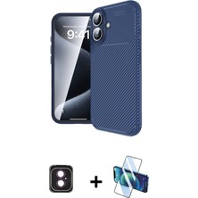BUTİMAR'S iPhone 16 Eksen Form Prime - Siyah 3D Antistatik Seramik Nano Ekran Koruyucu + Pembe Pvd Metal Kamera Lens