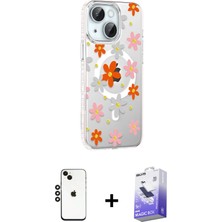 BUTİMAR'S iPhone 14 Yörünge Işık Prime - Siyah Bilvis 5in1 5d Magic Hayalet Cam Ekran Koruyucu + Siyah Shine Kamera Lens