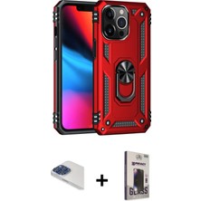 BUTİMAR'S iPhone 13 Pro Max Ahenk Klasik Koleksiyonu - Siyah Bilvis Hayalet Cam Ekran Koruyucu + Lacivert Pers Alüminyum Kamera Lens