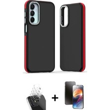 BUTİMAR'S Galaxy A15 4g Eksen Işık - Siyah 3D Antistatik Mat Seramik Nano Ekran Koruyucu + Şeffaf Kamera Lens Koruma Cam