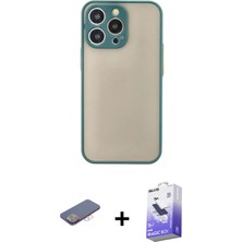 BUTİMAR'S iPhone 13 Pro Max Ahenk Çizgi Serisi - Siyah Bilvis 5in1 5d Magic Hayalet Cam Ekran Koruyucu + Pembe Renkli Kamera Lens Koruma Cam