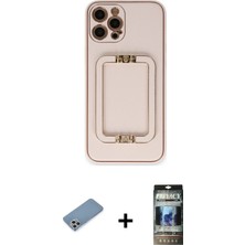 BUTİMAR'S iPhone 12 Pro Kozmos Minimal Prime - Siyah 34D Hayalet Izgaralı Cam + Gümüş Shine Kamera Lens Koruma Cam