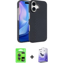 BUTİMAR'S iPhone 17 Doruk Serisi - Siyah Bilvis 5in1 5d Magic Hayalet Cam Ekran Koruyucu + Gri Raze Metal Kamera Lens