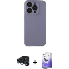 BUTİMAR'S iPhone 15 Pro Ahenk Serisi - Siyah Bilvis 5in1 5d Magic Hayalet Cam Ekran Koruyucu + Lacivert Raze Metal Kamera Lens