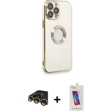 BUTİMAR'S iPhone 13 Pro Max Iz Form Serisi - Siyah Joko 5d Cam + Gold Raze Metal Kamera Lens