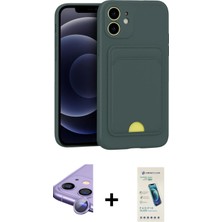 BUTİMAR'S iPhone 11 Vadi Çizgi Prime - Şeffaf Pasifik Cam Ekran Koruyucu + Mor Raze Metal Kamera Lens