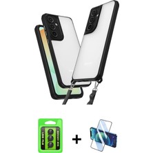 BUTİMAR'S Galaxy A25 5g Ufuk Klasik - Siyah 3D Antistatik Cam Ekran Koruyucu + Siyah Raze Metal Kamera Lens