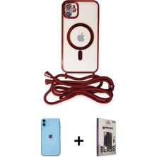 BUTİMAR'S iPhone 11 Eksen Özel Seri - Siyah Bilvis Hayalet Cam Ekran Koruyucu + Mavi Neon Fosforlu Kamera Lens