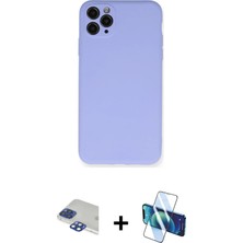 BUTİMAR'S iPhone 11 Pro Max Ahenk Serisi - Siyah 3D Antistatik Cam Ekran Koruyucu + Lacivert Pers Alüminyum Kamera Lens