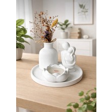 Yasmella Home Dekoratif Sevgili Figür + Lotus Mumluk Seti