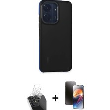 BUTİMAR'S Redmi 13C Eksen Işık - Siyah 3D Antistatik Mat Seramik Nano Ekran Koruyucu + Şeffaf Kamera Lens Koruma Cam