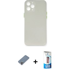 BUTİMAR'S iPhone 12 Pro Max Yadigar Yansıma Serisi - Siyah 5d Eko Cam Ekran Koruyucu + Gümüş Metal Kamera Lens Koruma Cam