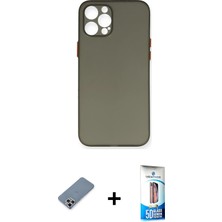 BUTİMAR'S iPhone 12 Pro Max Yadigar Yansıma Serisi - Siyah 5d Eko Cam Ekran Koruyucu + Gümüş Metal Kamera Lens Koruma Cam