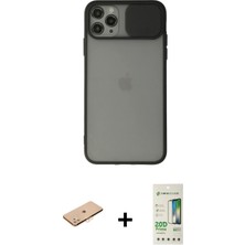 BUTİMAR'S iPhone 11 Pro Max Vadi Çizgi - Siyah 20D Premium Cam Ekran Koruyucu + Turuncu Renkli Kamera Lens Koruma Cam