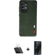 BUTİMAR'S Galaxy A72 Doruk Asil Koleksiyonu - Siyah 3D Antistatik Hayalet Cam Ekran Koruyucu + Şeffaf Kamera Lens Koruma Cam