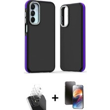 BUTİMAR'S Galaxy A15 4g Eksen Işık - Siyah 3D Antistatik Mat Seramik Nano Ekran Koruyucu + Şeffaf Kamera Lens Koruma Cam