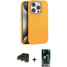 BUTİMAR'S iPhone 14 Pro Zirve Modern Prime - Siyah 360 Mat Full Body Arka Koruyucu + Gold Raze Metal Kamera Lens