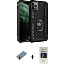 BUTİMAR'S iPhone 11 Pro Ahenk Klasik Koleksiyonu - Siyah 5d Hayalet Cam Ekran Koruyucu + Gümüş Shine Kamera Lens Koruma Cam