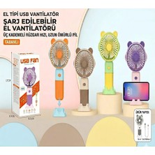 baytoptan Taşınabilir Şarjlı El Fanı 3 Kademeli Masa Üstü Telefon Tutmalı