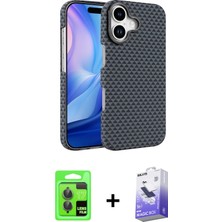 BUTİMAR'S iPhone 17 Doruk Serisi - Siyah Bilvis 5in1 5d Magic Hayalet Cam Ekran Koruyucu + Gri Raze Metal Kamera Lens