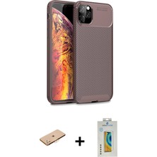 BUTİMAR'S iPhone 11 Pro Max Eksen Form Prime - Siyah Polymer Nano Ekran Koruyucu + Turuncu Renkli Kamera Lens Koruma Cam