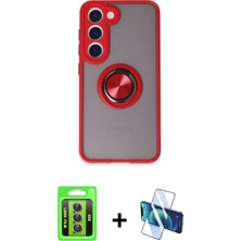 BUTİMAR'S Galaxy S23 Yörünge Çizgi - Siyah 3D Antistatik Cam Ekran Koruyucu + Gri Raze Metal Kamera Lens