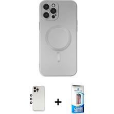 BUTİMAR'S iPhone 12 Pro Max Akış Minimal Özel Seri - Siyah 5d Eko Cam Ekran Koruyucu + Gökkuşağı Shine Kamera Lens