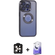 BUTİMAR'S iPhone 15 Pro Max Pusula Form - Siyah Bilvis 5in1 5d Magic Hayalet Cam Ekran Koruyucu + Turuncu Pvd Metal Kamera Lens