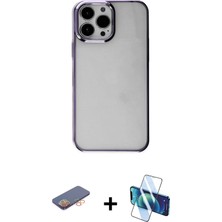 BUTİMAR'S iPhone 13 Pro Max Doruk Doku Prime - Siyah 3D Antistatik Cam Ekran Koruyucu + Turuncu Renkli Kamera Lens Koruma Cam